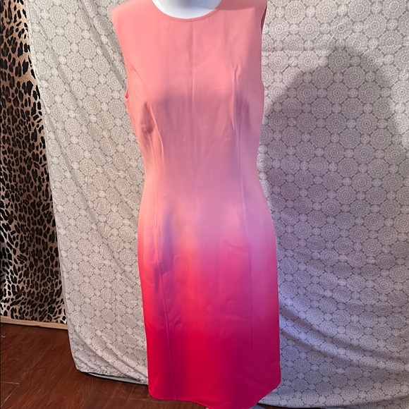 Pink hombre Oscar de la RENTA Sleeveless Sheath Midi Dress for Cocktail Events - Picture 1 of 14